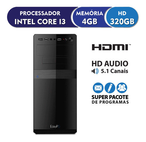 Computador Desktop Pc Cpu Intel Core I3 4gb Hd 320gb Hdmi