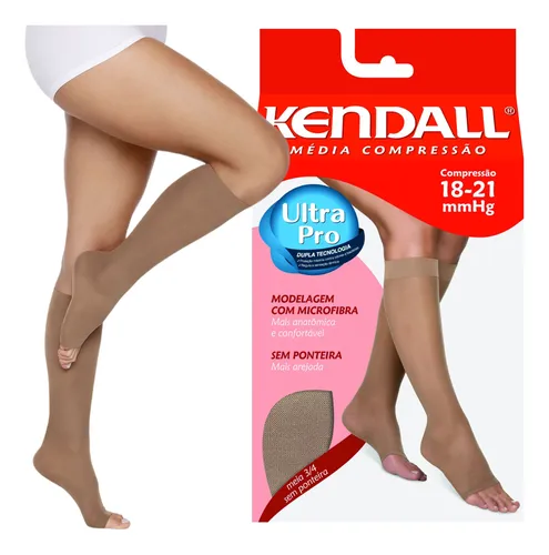 Meia Média Compressão Feminina Kendall 3/4 S/ Ponteira 18-21