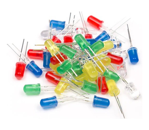 Imagen 1 de 2 de Combo Leds Difuso 5mm X 50 - Rojo Azul Amarillo Verde Blanco