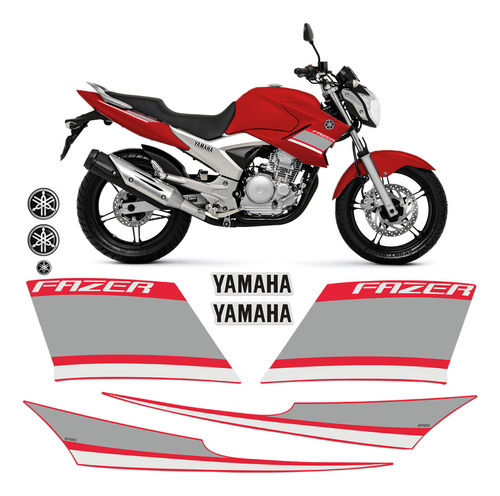 Kit Adesivos Fazer 250 2014 + Emblemas Logo Yamaha Resinados