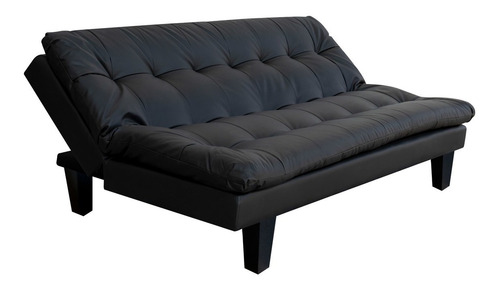 Sofá Cama Paris Fantasía Tipo Cuero Negro