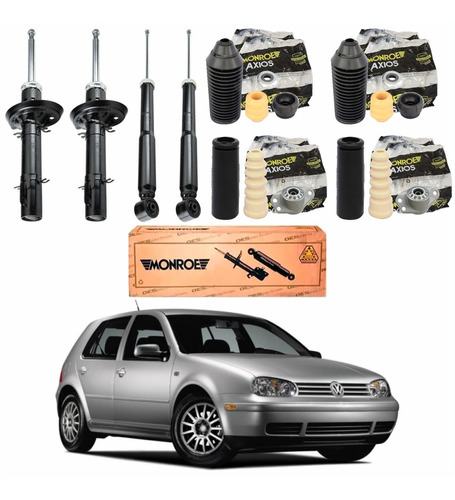 Kit 4 Amortecedor Golf 98 99 2000 2001 Monroe + 4 Kits Axios