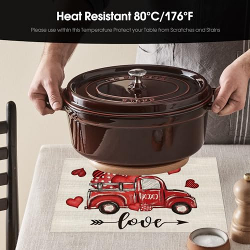 Set De 4 Individuales De Vinilo Para Camión De Corazones En