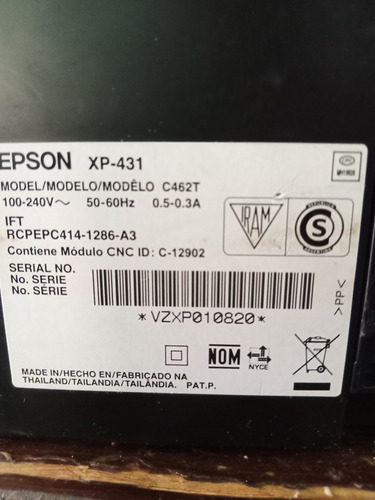 Multifuncional Epson Xp431 Wifi Falta Tinta Negro (Usado)