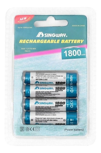 Pilas Aaa Recargables Blister 4 1800 Mha Excelente Calidad