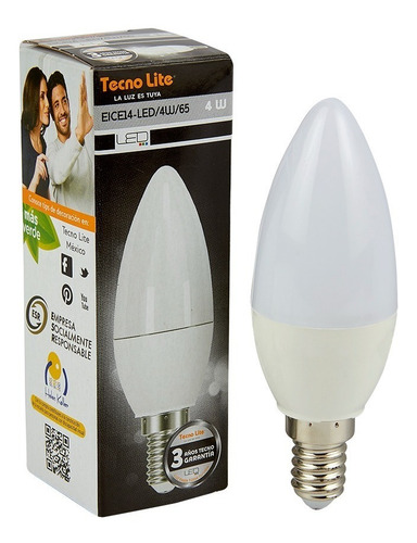 Imagen 4 de 5 de Bombillo Led Tipo Vela, 4 W, Luz De Día, Base E14