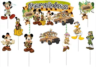 Topo De Bolo Mickey Safari 10 Peças