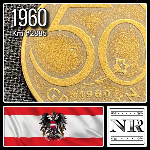 Austria - 50 Groschen - Año 1960 - Km #2885 - Escudo