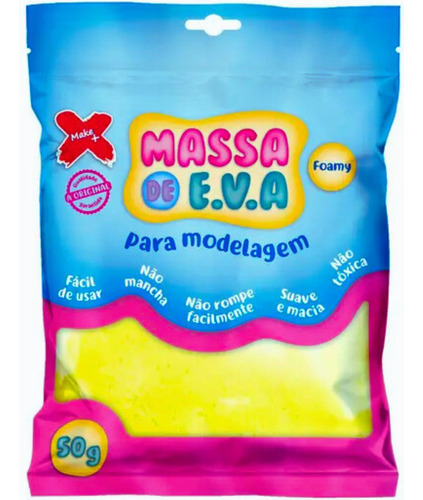 Massa De Modelar Eva Cores 50g Make+ Biscuit Artesanato Cor Amarelo