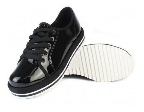 tenis flatform preto verniz