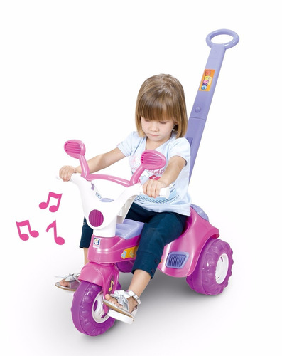 Triciclo Infantil Empurrador Com Haste Baby Music Cotiplas