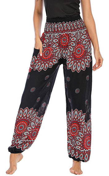 Goosun Pantalones de Mujer Pantalones Harem Hippie Baggy Ligero Étnico con Dibujos Pantalones de Yoga de Playa de Vacaciones de Verano 