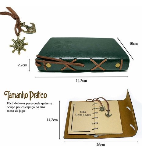 Diário Rpg De Anotações Na Cor Verde - Caderno Temático