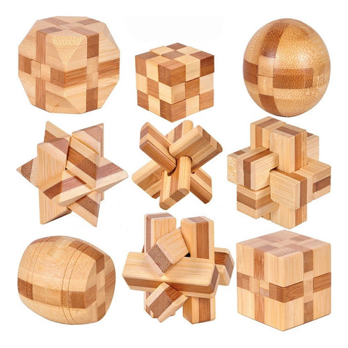 Puzzle De Madera 3d Kongming Luban Lock, 9 Piezas, Juguete E