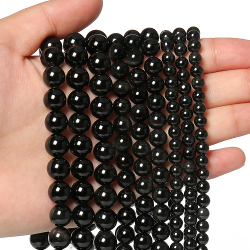 60pcs Beeds De Piedra Natural De 6 Mm Cuentas De Obsidiana N