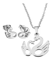Comprar Set De Collar Y Aretes 100% Acero Modelo Cisnes