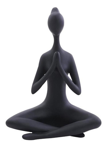Estatua Mulher Posição Yoga Enfeite Decorativo Para Sala Cor Preto