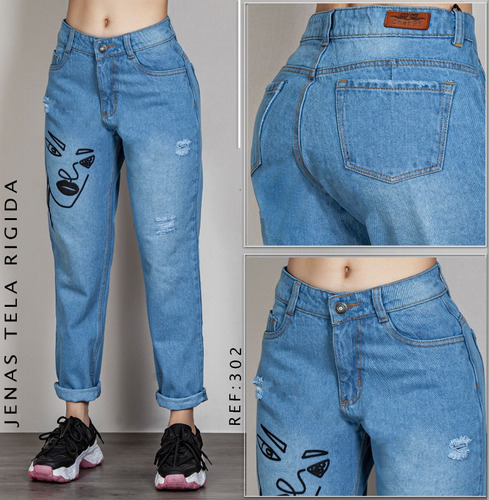 Pantalón Jeans Boyfriend Para Dama Tela Rígida 