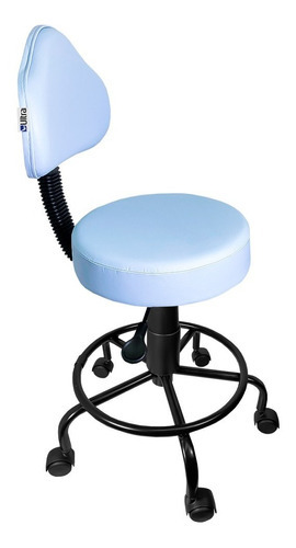 Cadeira Mocho Giratória Alto C/ Apoio Pés Estética/clinicas Cor Azul