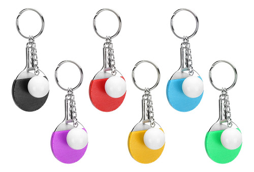 Llavero Pingpong Keyfob, Miniraqueta De Tenis De Mesa, 6 Uni
