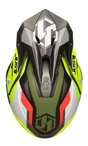 Casco Motocross Just 1 J39 Reactor Fluoyellow-red-titan Mate Color Verde limón Tamaño del casco L