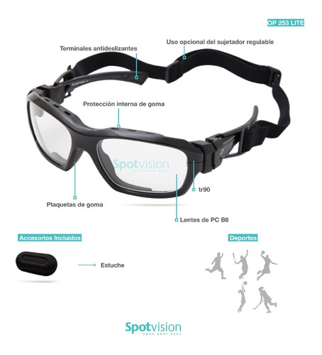 Imagen 2 de 10 de Gafa Anteojos Protector Ojos Pelota Paleta Squash