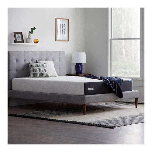 Colchon De Memory Foam Con Gel Individual 25 Cm Lucid Blanco