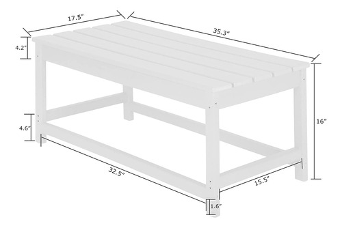 Mesa De Jardín De Madera De Polietileno Blanco Marfil