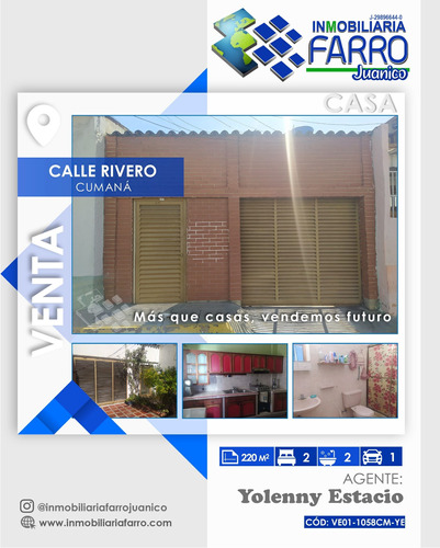 Imagen 1 de 7 de Se Vende Casa En Calle Rivero Cumaná Ve01-1058cm-ye
