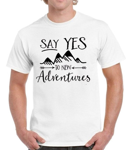 Remera De Hombre Frase Say Yes To New Adventure Negro