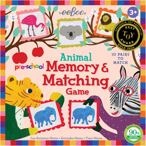 Eeboo: Juego De Combinación Y Memoria De Animales Para Prees