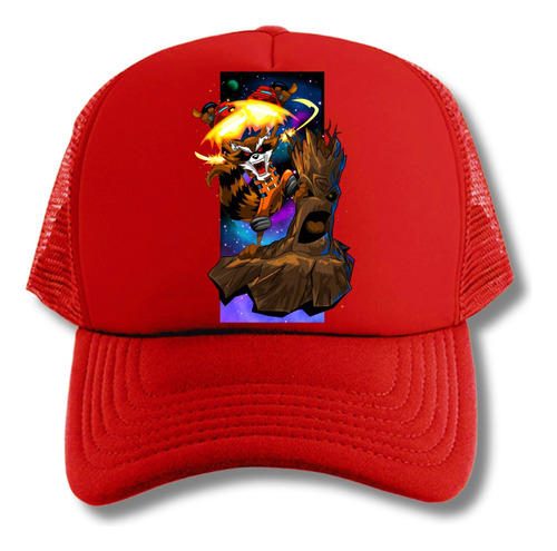 Gorra Rocket Groot Guardianes Glx Series Geeks Red Truckers 