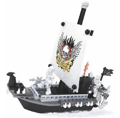 Brinquedo De Montar Navio Pirata 129 Peças Xalingo Infantil