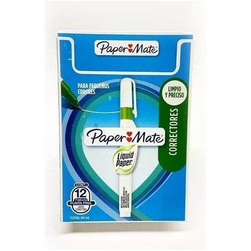 Corrector Liquid Paper Mate Punta Metal 7ml Caja X 12 U