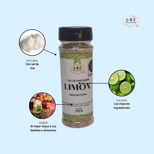 Sal De Mar Limón Menta Y Tomillo Artesanal Pizca De Sal 110g
