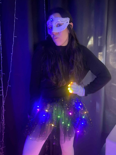 Pollera Tutu Luminosa Led Cotillon Princesa Disfraz Colores