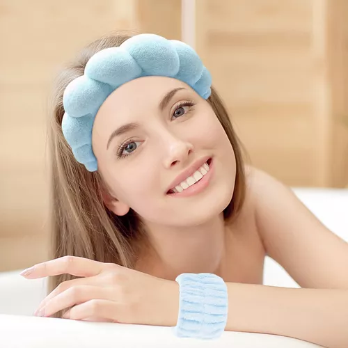 Diadema de spa para mujer – Esponja y toalla de tela de toalla para el  cuidado de la piel, lavado facial, eliminación de maquillaje, ducha,  máscara