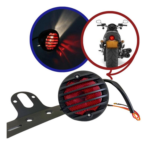 Lanterna Traseira Com Grelha Moto Cafe Racer Tracker Style
