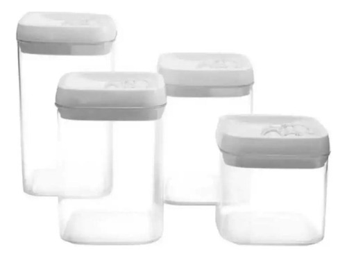 Kit 4 Potes Herméticos Acrílico Multiuso Casa Cozinha Agora!