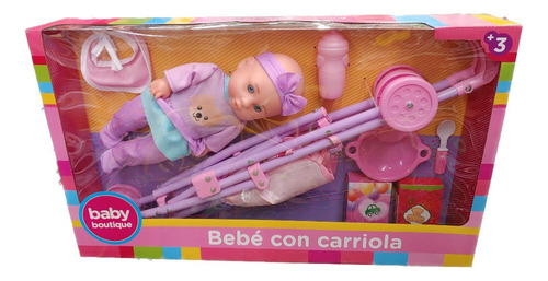 Bebe Con Carreola Y Accesorios Muñeca Baby Boutique Original