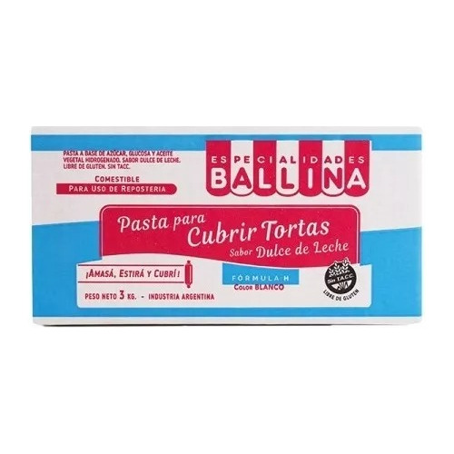 Pasta P/ Torta Ballina Formula H Blanca 3 Kilos - La Botica