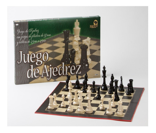 Imagen 3 de 5 de Ajedrez Bisonte Tablero 49 X 49 Piezas Plastico 97 Mm