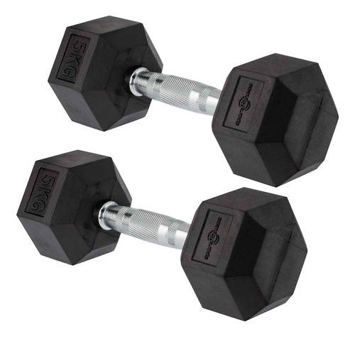 Mancuernas Hexagonales Encauchadas 5 Kg Set X 2 Sportfitness