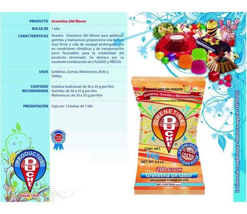 Imagen 2 de 2 de Grenetina Duché 200 Bloom 1kg