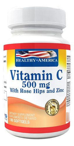 Vitamina C Rose Hips Y Zinc 500 Mg 100 Softgels Healthy