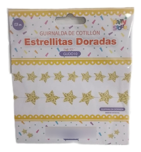 Guirnalda Estrellitas Doradas Glitter 150cm