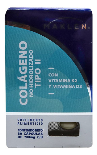 Colágeno No Hidrolizado Tipo Ii Caja C/30 Cáps De 700mg C/u Sabor Sin Sabor