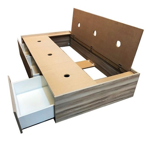 Imagen 4 de 10 de Base Box Sommier Plaza Y Media 3 Cajones Con Baulera