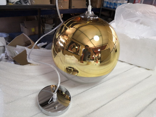 Imagen 8 de 8 de Lámpara Colgante Esférica Mitad Color Oro 30cm Don Led