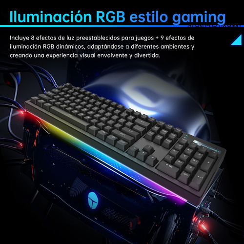 Teclado Mecanico Gamer Spectra Pc Thunderobot K104s Alambrico Teclado Con Cable QWERTY Alambrico Ergonomico Anti-ghosting Para Laptop/Windows